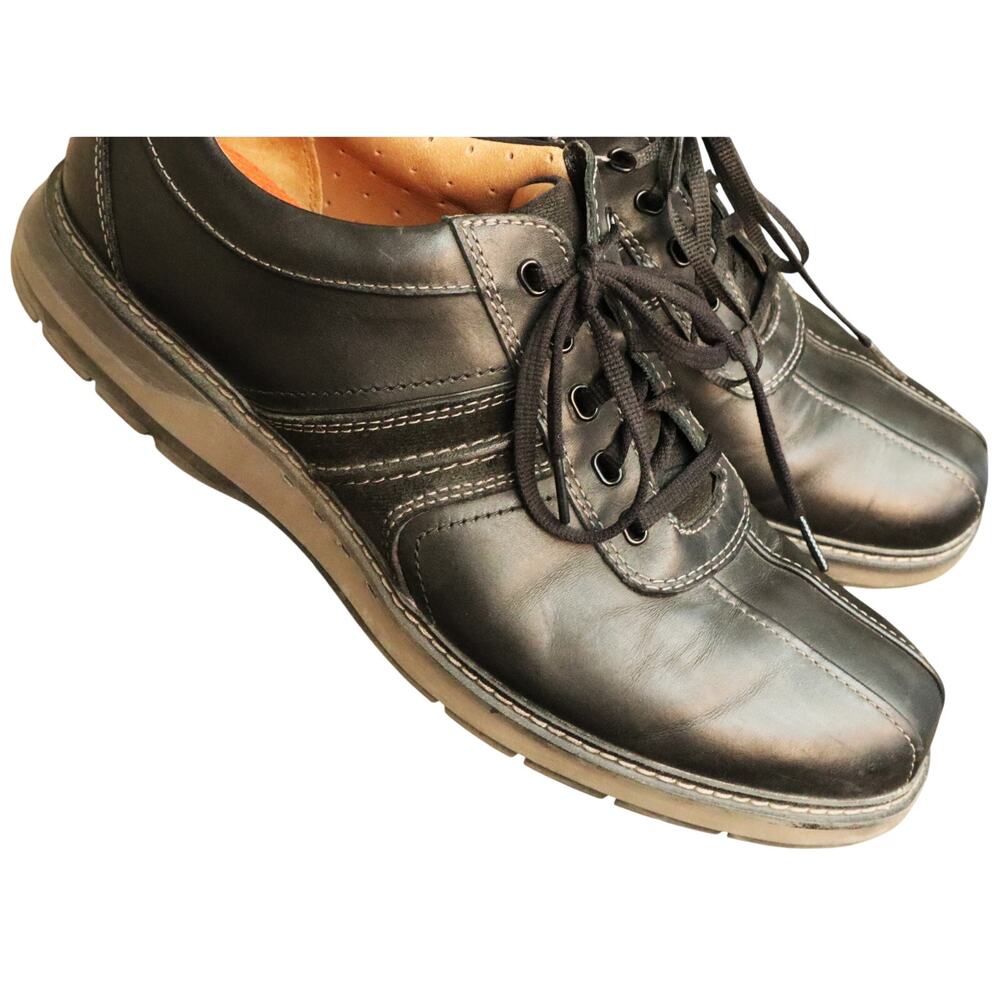 Clarks Unstructured Mens 14 Touareg Black Leather Suede Casual Oxford Bicycle